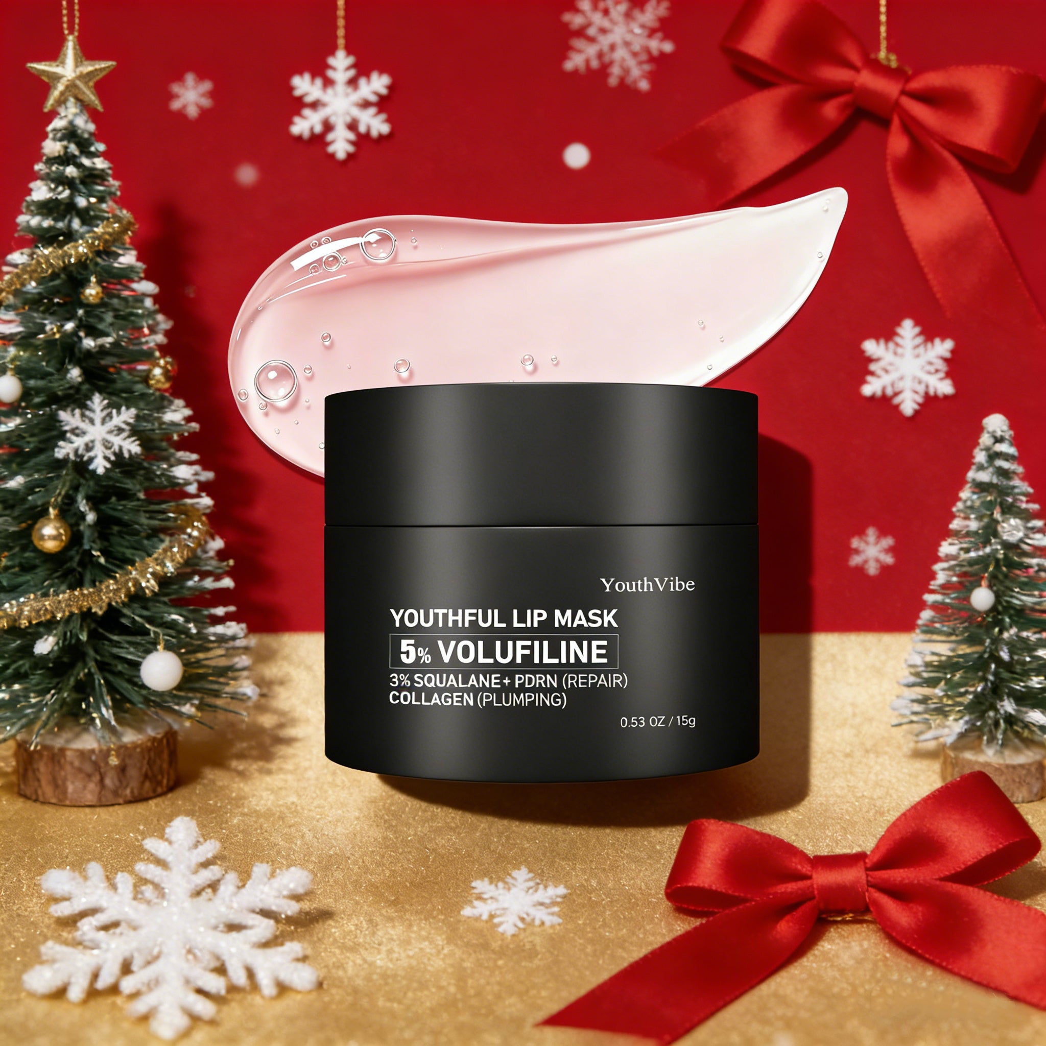 YouthVibe Lip Sleeping Mask Overnight Moisturizing - 5% Volufiline, Squalane, Shea Butter, PDRN & Collagen Hydrating Lip Mask for Dry, Flaky Lips