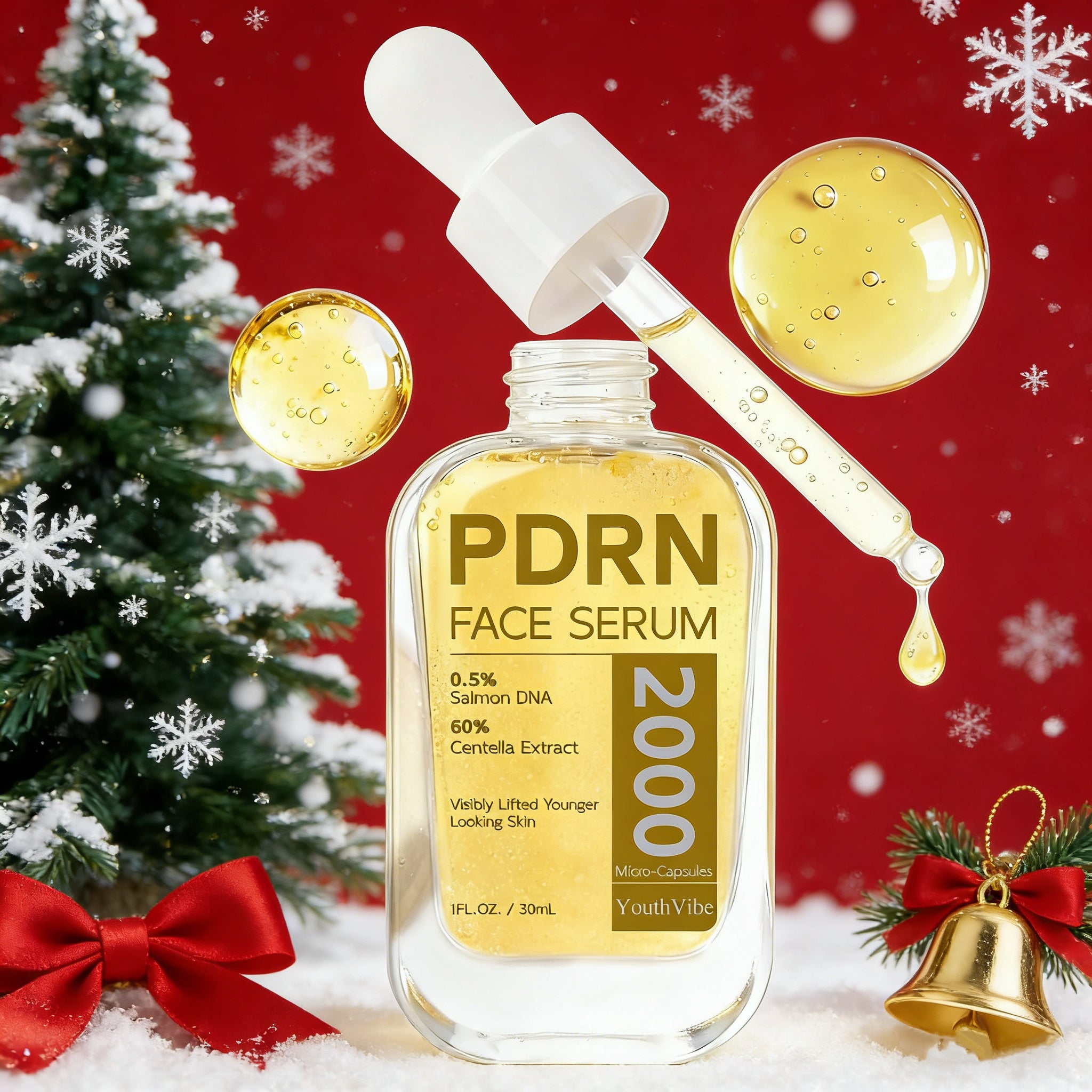 YouthVibe 0.5% PDRN Serum for Face, Anti-Aging Salmon DNA Face Serum with Hyaluronic Acid, Niacinamide & Squalane, Firming & Hydrating for Fine Lines & Wrinkles Skincare - 30ml