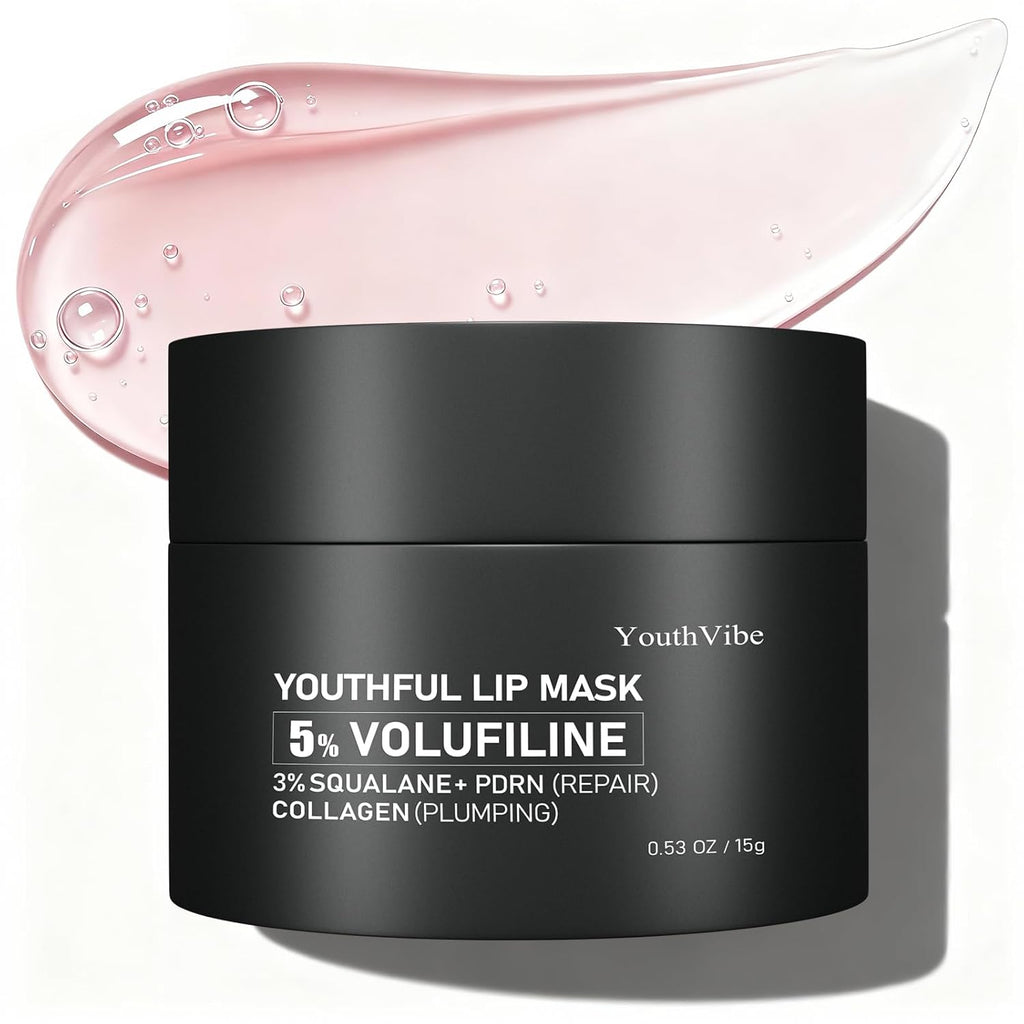 YouthVibe Lip Sleeping Mask Overnight Moisturizing - 5% Volufiline, Squalane, Shea Butter, PDRN & Collagen Hydrating Lip Mask for Dry, Flaky Lips