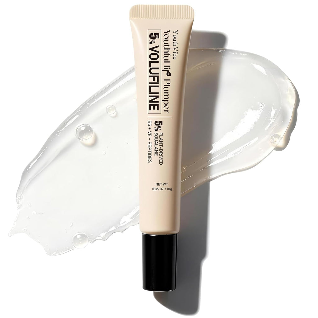 YouthVibe Hydrating Lip Primer & Plumper Gloss - 5% Volufiline, Squalane, Shea Butter, Collagen, Peptide & PDRN - Plumping, Anti-Aging, Nourishing Lip Care for Smoother, Softer Lips