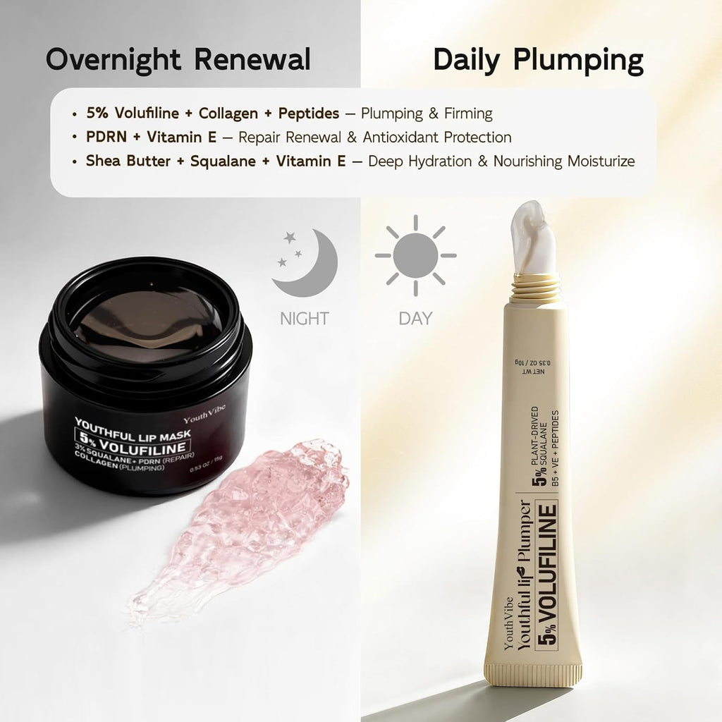 YouthVibe Lip Care Set Gift for Women - Hydrating Lip Plumper & Lip Mask Gift Box - Perfect Christmas Gift, Holiday Gift, Stocking Stuffer, Valentine’s Day Gift, Birthday & Anniversary Gift