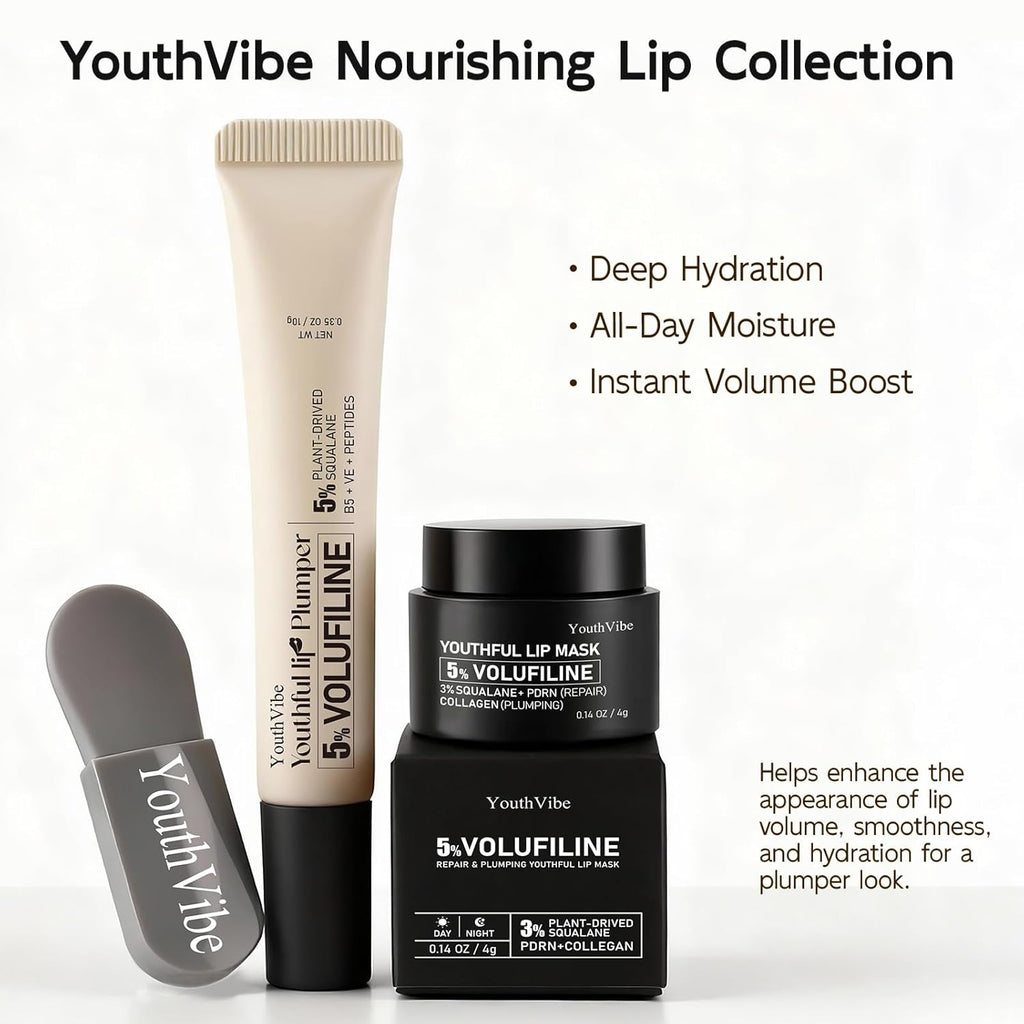 YouthVibe Lip Care Set Gift for Women - Hydrating Lip Plumper & Lip Mask Gift Box - Perfect Christmas Gift, Holiday Gift, Stocking Stuffer, Valentine’s Day Gift, Birthday & Anniversary Gift