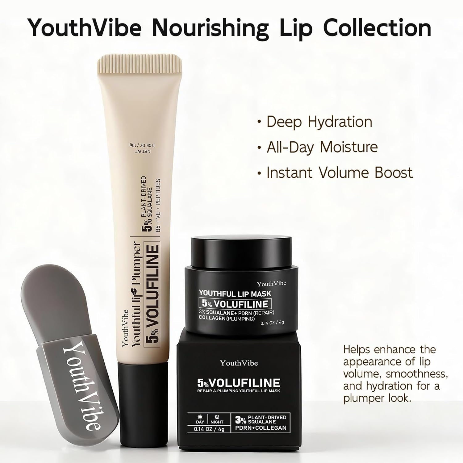 YouthVibe Lip Care Set Gift for Women - Hydrating Lip Plumper & Lip Mask Gift Box - Perfect Christmas Gift, Holiday Gift, Stocking Stuffer, Valentine’s Day Gift, Birthday & Anniversary Gift