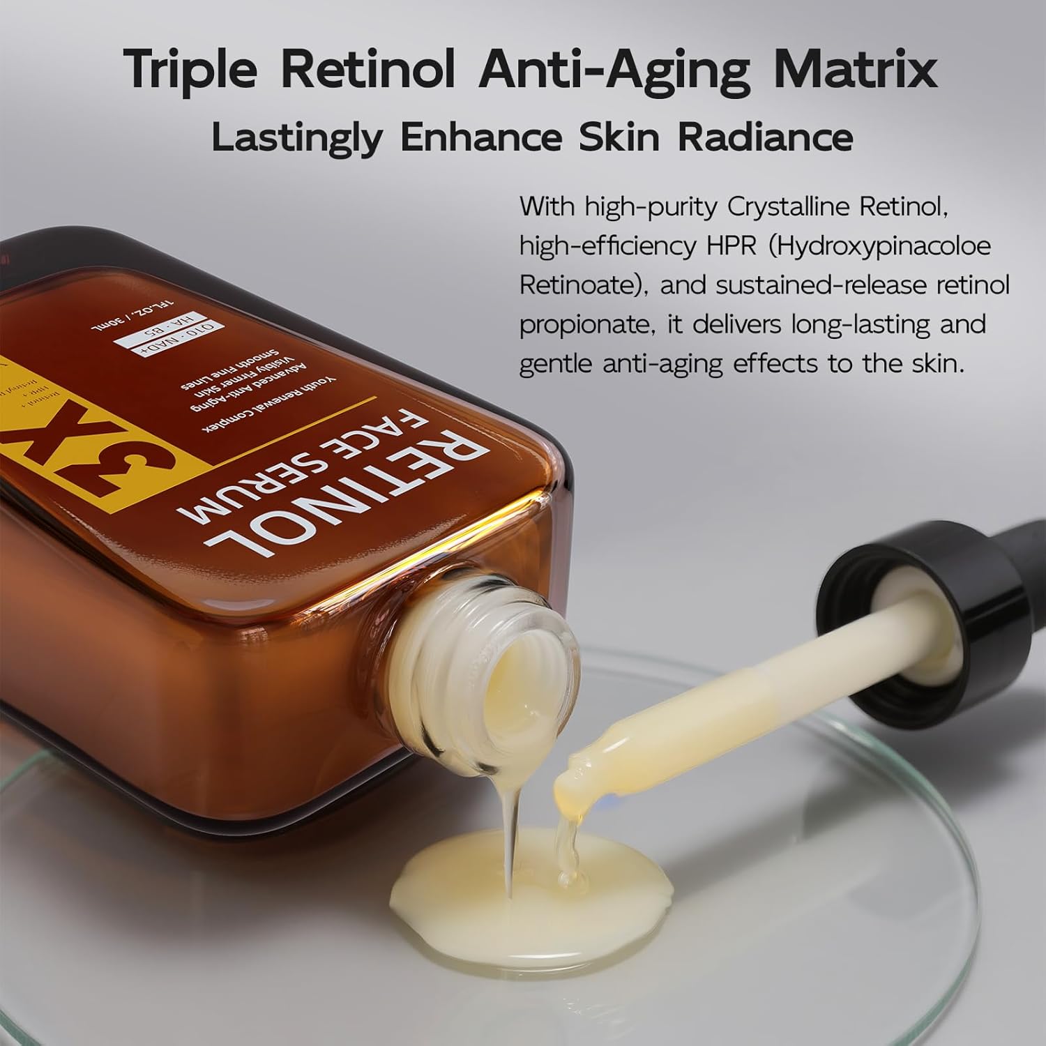 Retinol Serum for Face, Anti Aging & Anti Wrinkle B5 Resurfacing Retinol Serum with Niacinamide, Collagen & Hyaluronic Acid, Smooths Wrinkles & Fine Lines, Dark Spot Corrector, Brighten Dullness