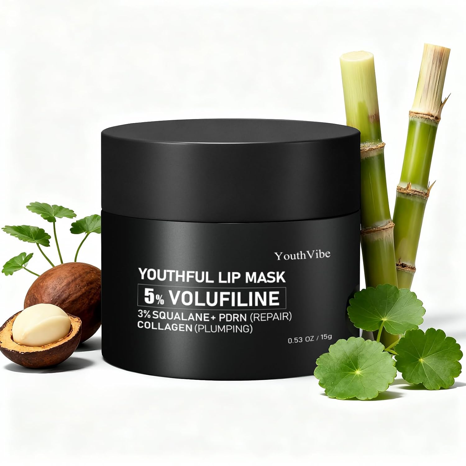 YouthVibe Lip Sleeping Mask Overnight Moisturizing - 5% Volufiline, Squalane, Shea Butter, PDRN & Collagen Hydrating Lip Mask for Dry, Flaky Lips