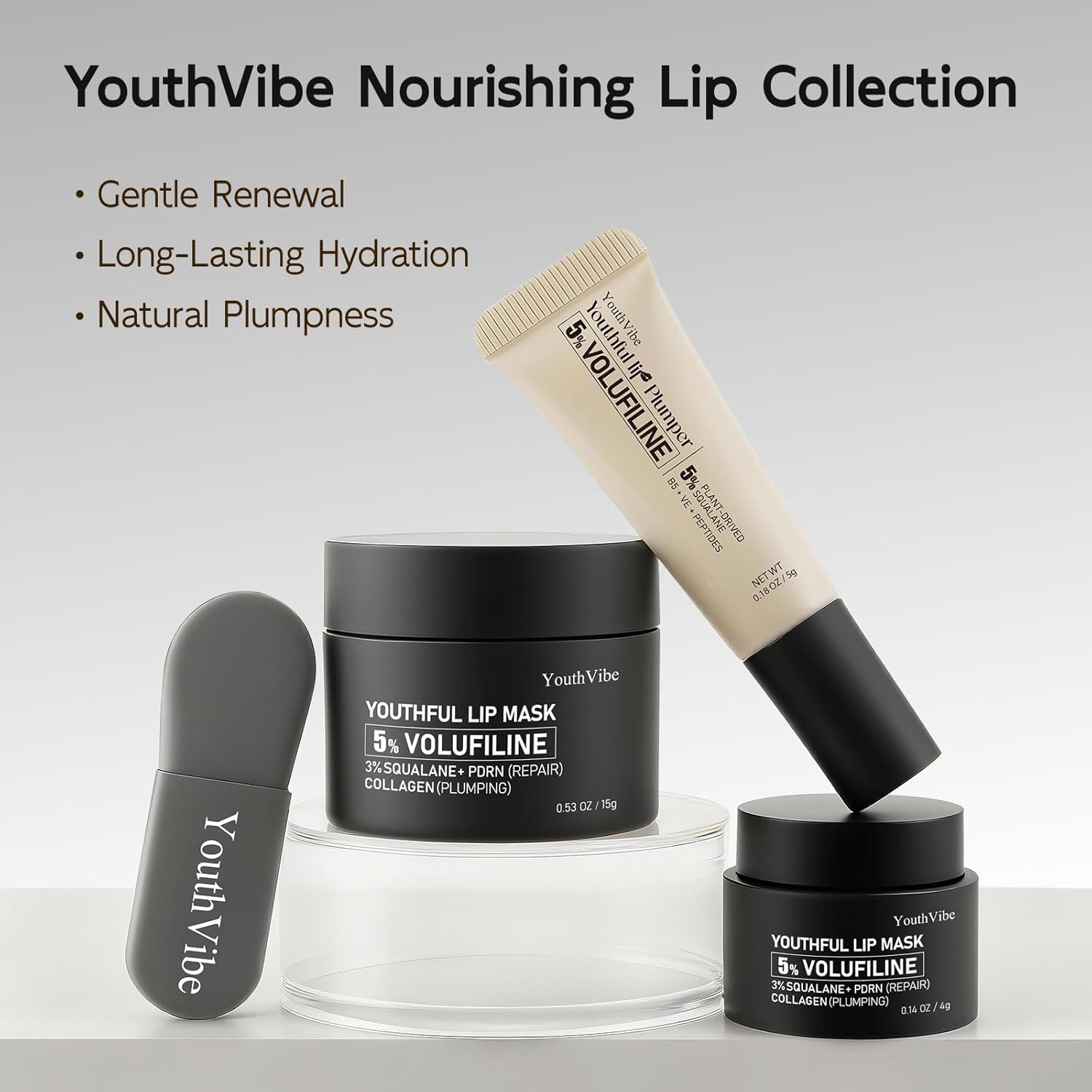 YouthVibe Lip Sleeping Mask Overnight Moisturizing - 5% Volufiline, Squalane, Shea Butter, PDRN & Collagen Hydrating Lip Mask for Dry, Flaky Lips