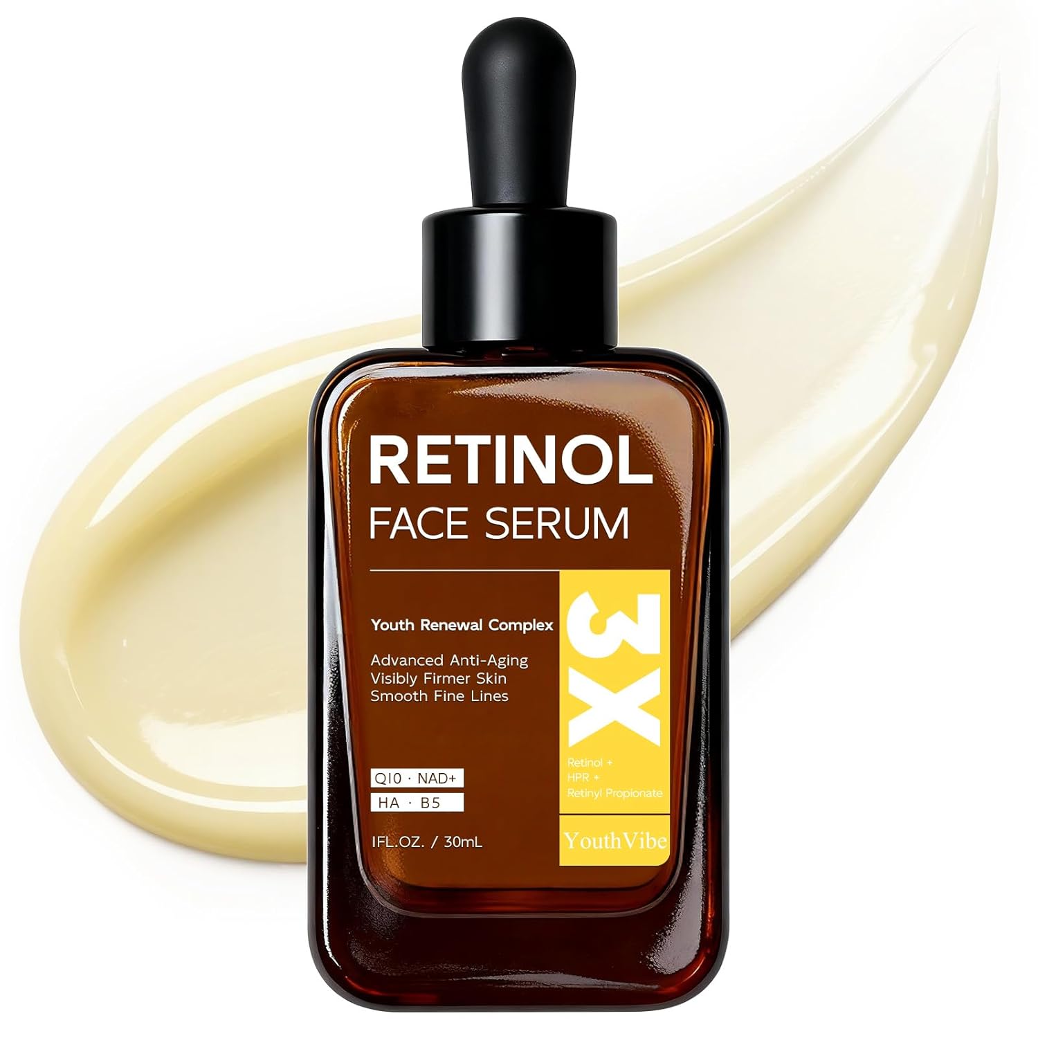 Retinol Serum for Face, Anti Aging & Anti Wrinkle B5 Resurfacing Retinol Serum with Niacinamide, Collagen & Hyaluronic Acid, Smooths Wrinkles & Fine Lines, Dark Spot Corrector, Brighten Dullness