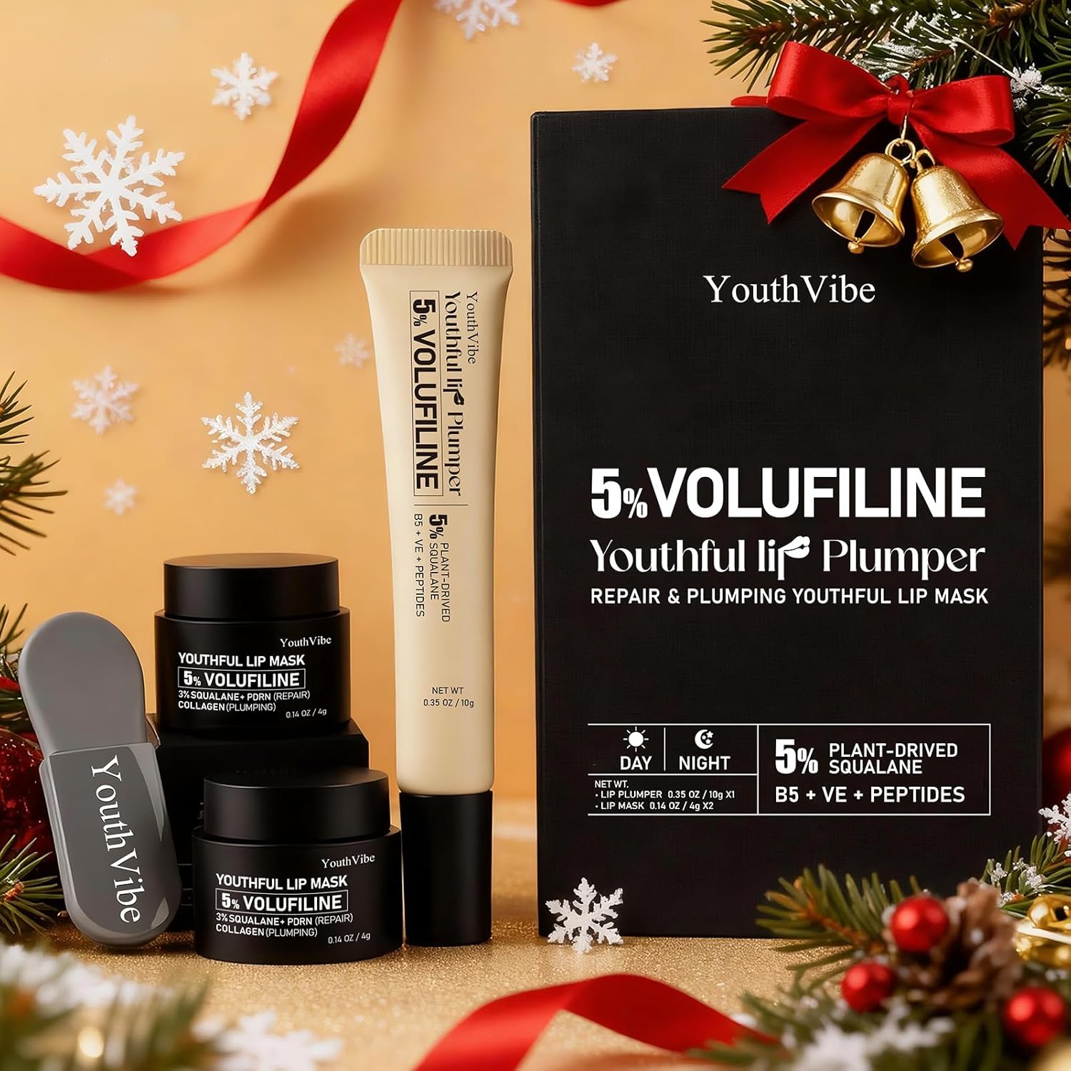 YouthVibe Lip Care Set Gift for Women - Hydrating Lip Plumper & Lip Mask Gift Box - Perfect Christmas Gift, Holiday Gift, Stocking Stuffer, Valentine’s Day Gift, Birthday & Anniversary Gift