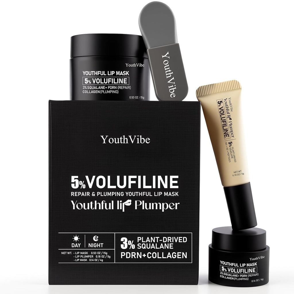 YouthVibe Lip Sleeping Mask Overnight Moisturizing - 5% Volufiline, Squalane, Shea Butter, PDRN & Collagen Hydrating Lip Mask for Dry, Flaky Lips